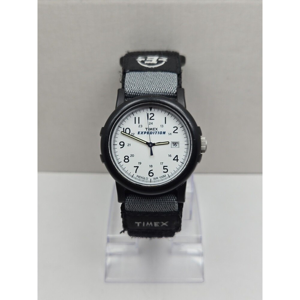 Timex Expedition Camper 38mm White Dial Indiglo Date 100M Mens Watch New Battery